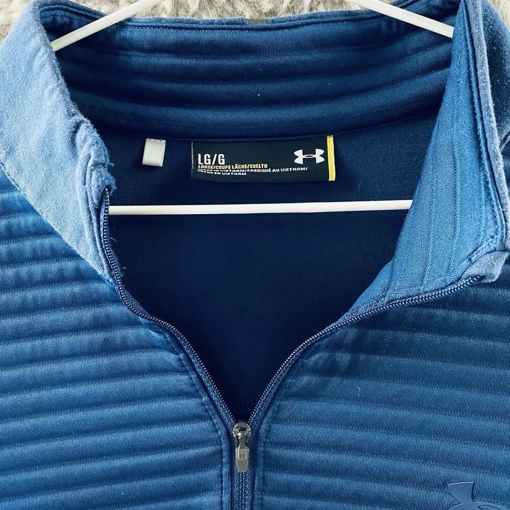 Under Armour Men's Sweater Daytona Golf Storm 1/4 Zip Fleece Pullover Blue Large - Picture 5 of 13